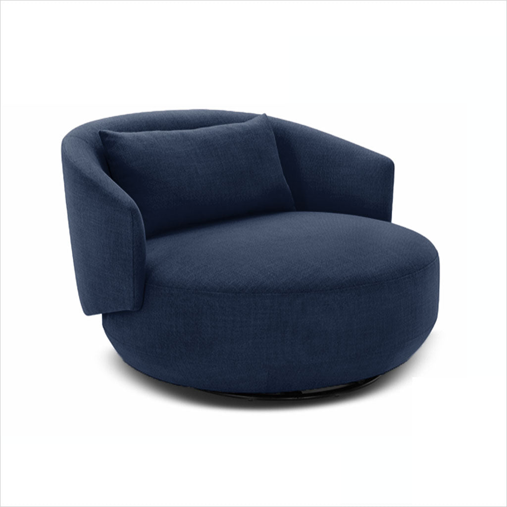 large round swivel chair in fabric