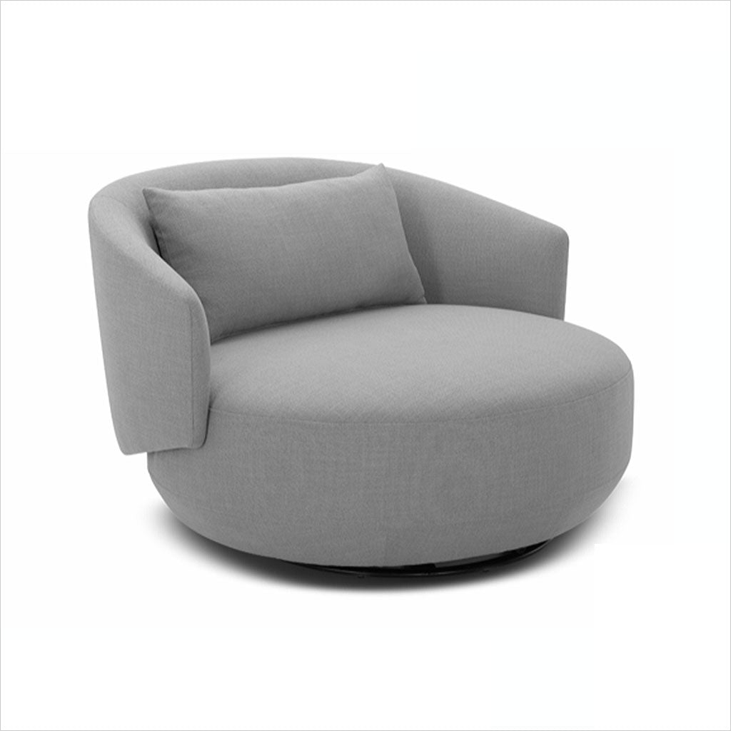 large round swivel chair in fabric