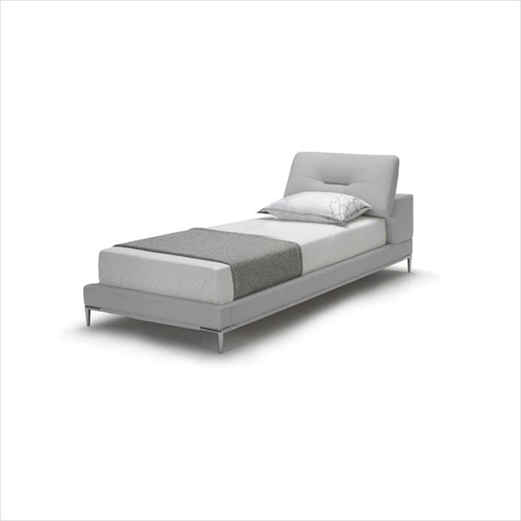 light grey fabric bed