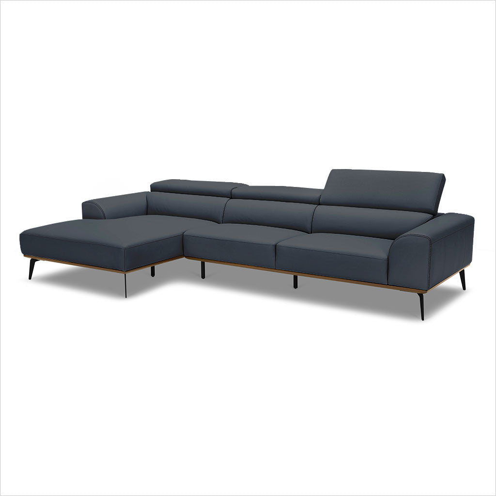 blue grey leather sectional