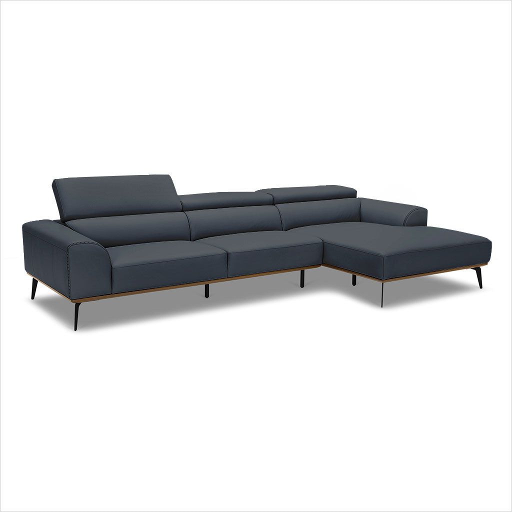 blue grey leather sectional