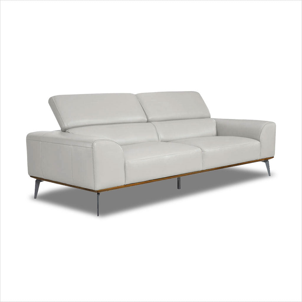 light grey leather sofa