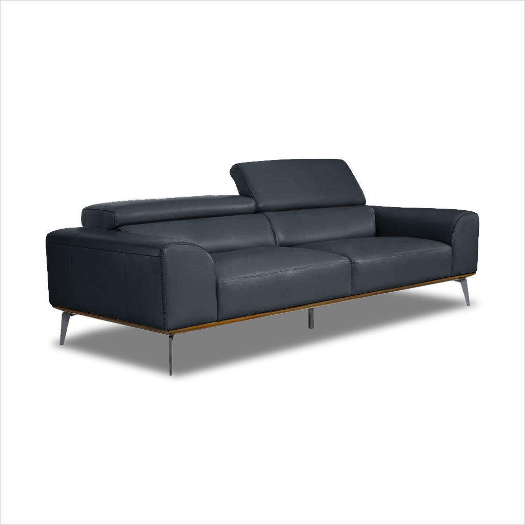 blue grey leather sofa