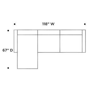 schematic of leather sectional sofa with metal legs