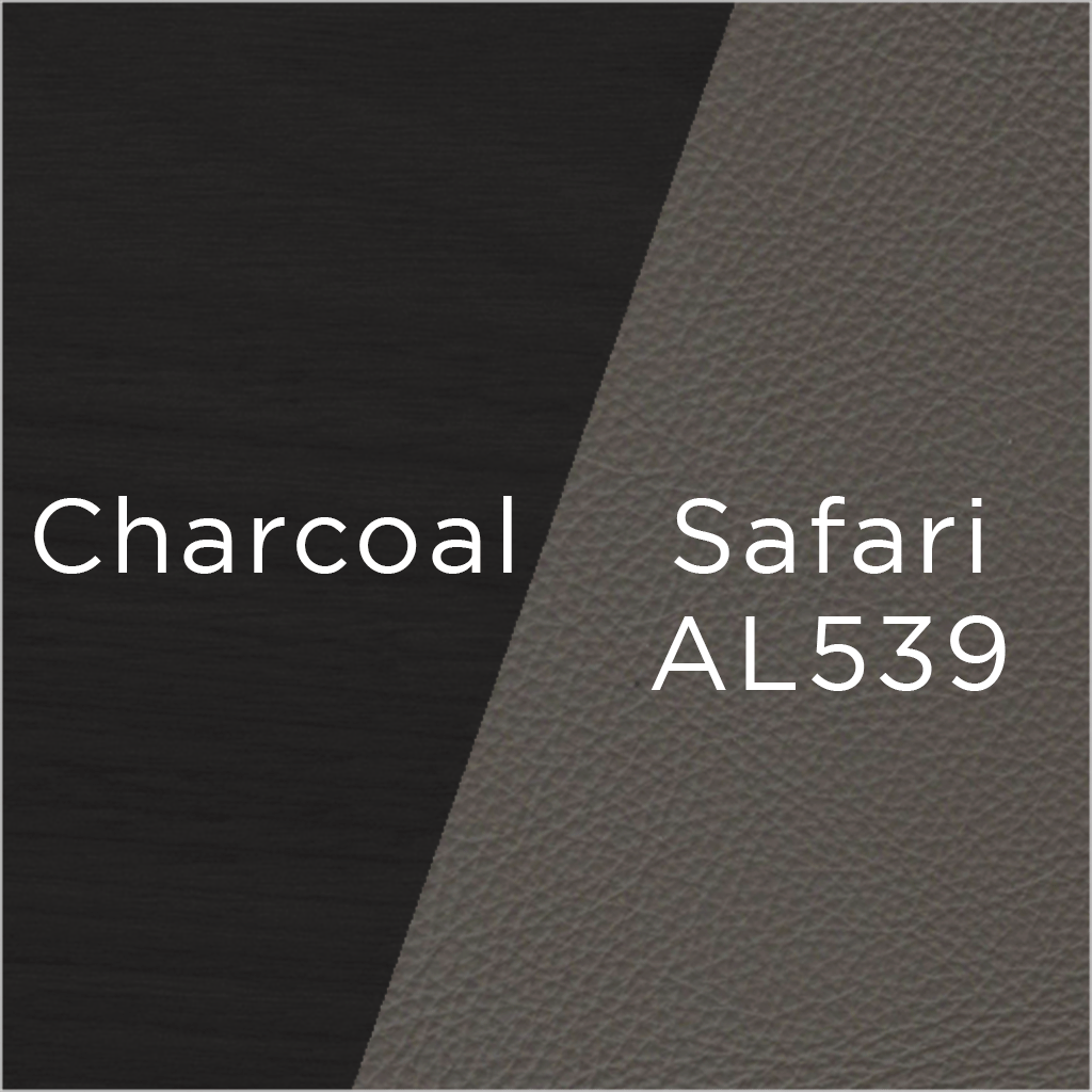 charcoal wood and safari leather swatch