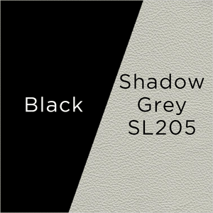 black metal and shadow grey leather swatch