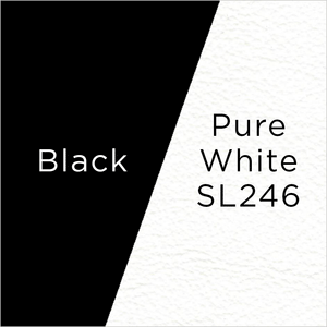 black metal and pure white leather swatch