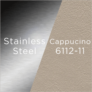 stainless steel and cappuccino leather swatch