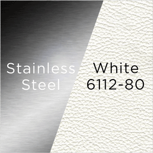 stainless steel and white leather swatch