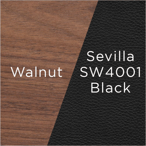 walnut wood and sevilla black leather swatch