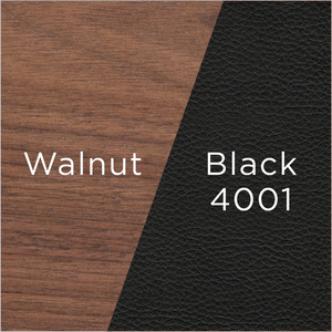 black leather and walnut wood swatch
