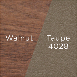 taupe leather and walnut wood swatch