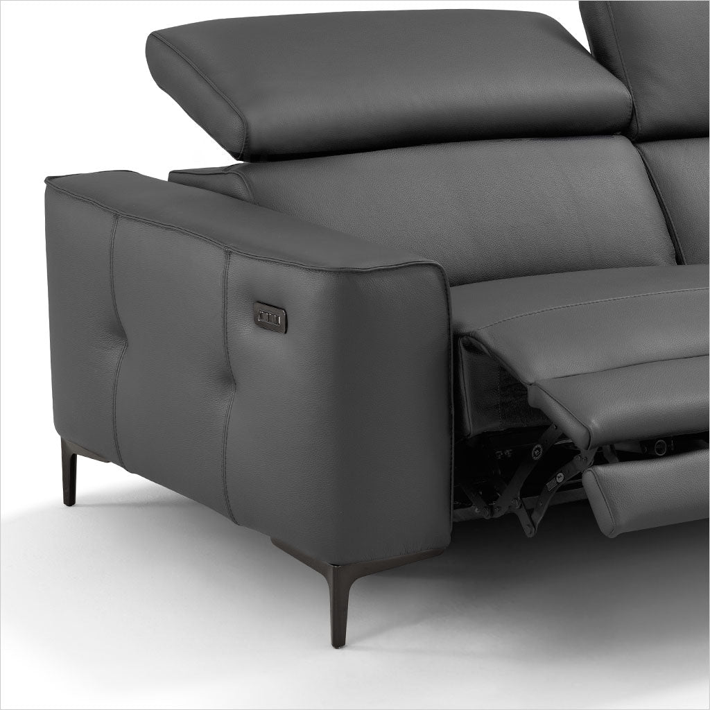 dark grey leather recliner sofa