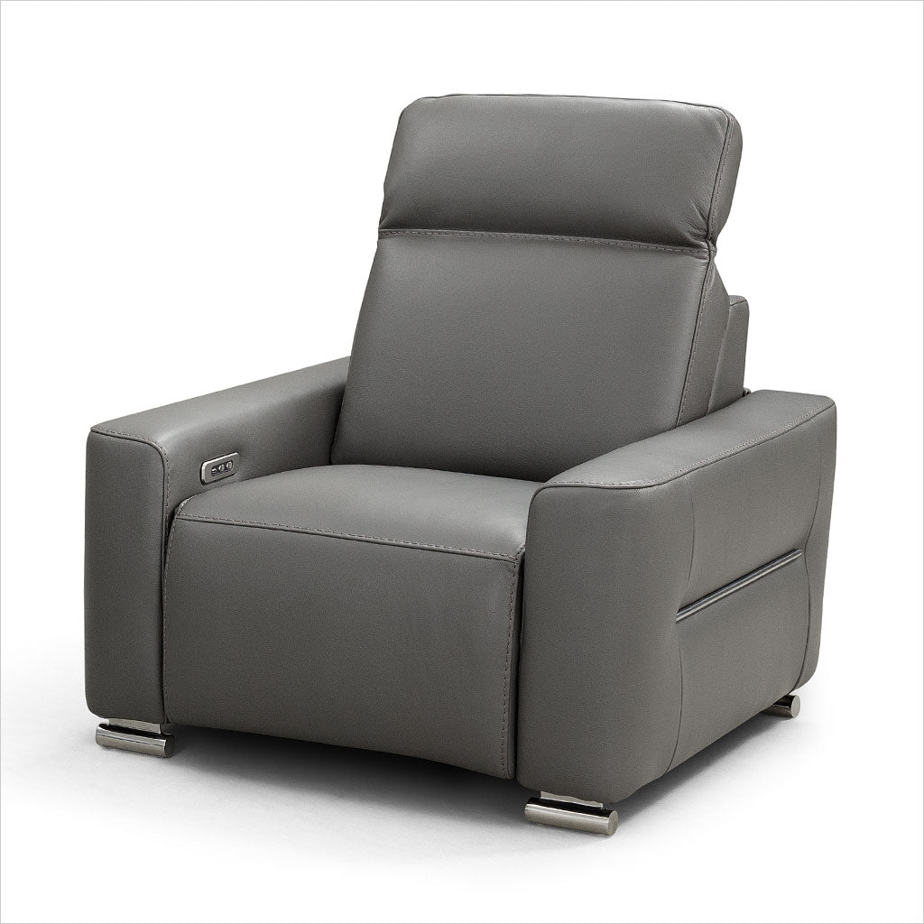 grey leather recliner chair