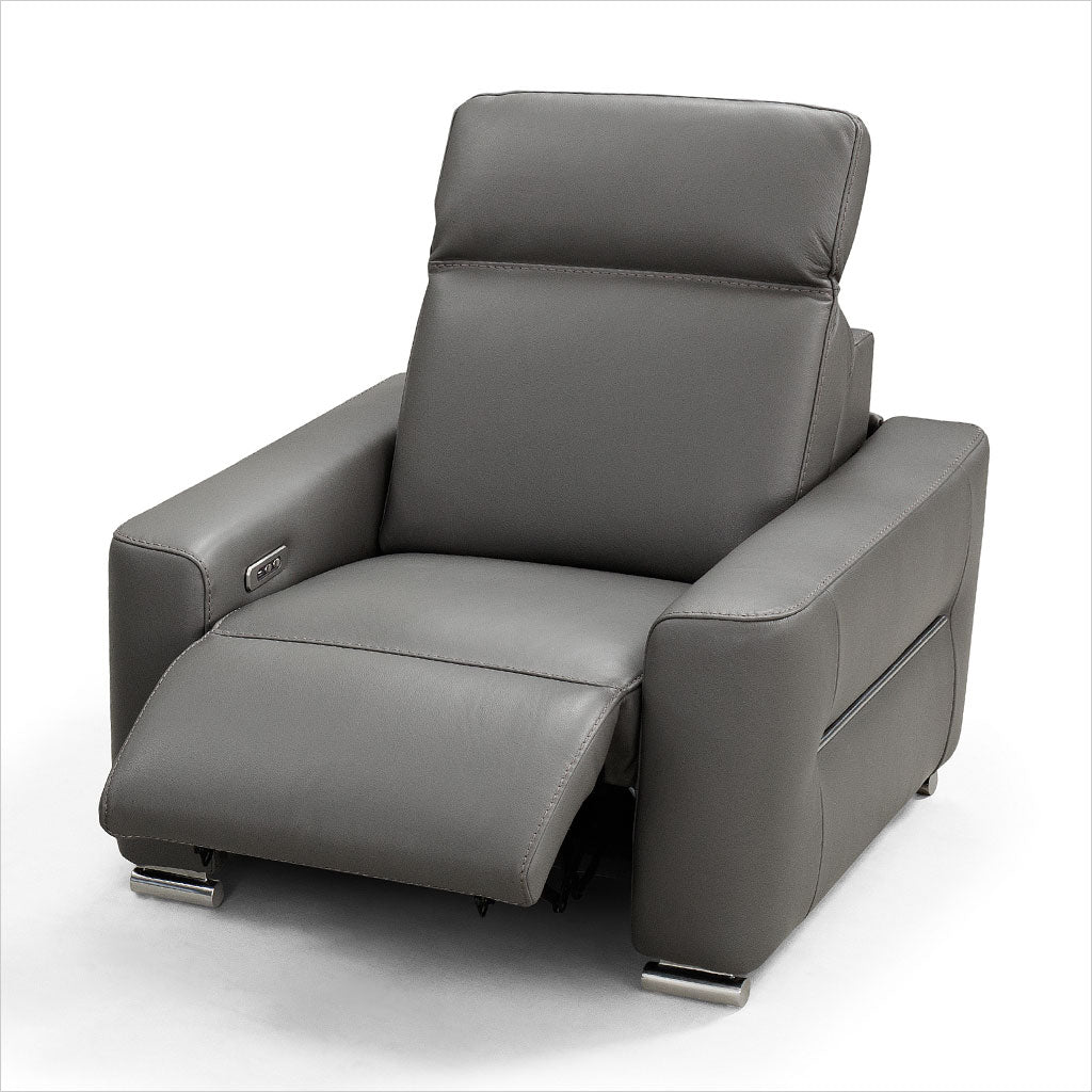 grey leather recliner chair