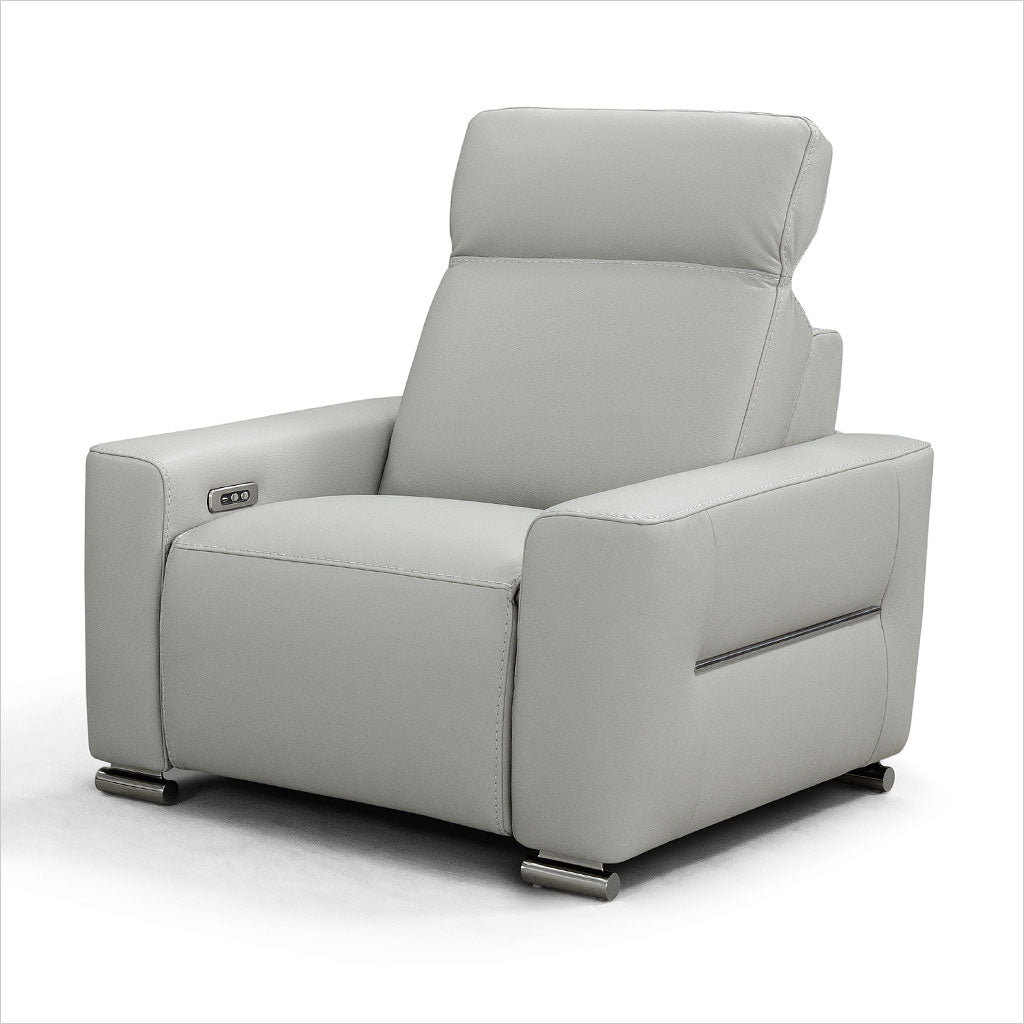 grey leather recliner chair