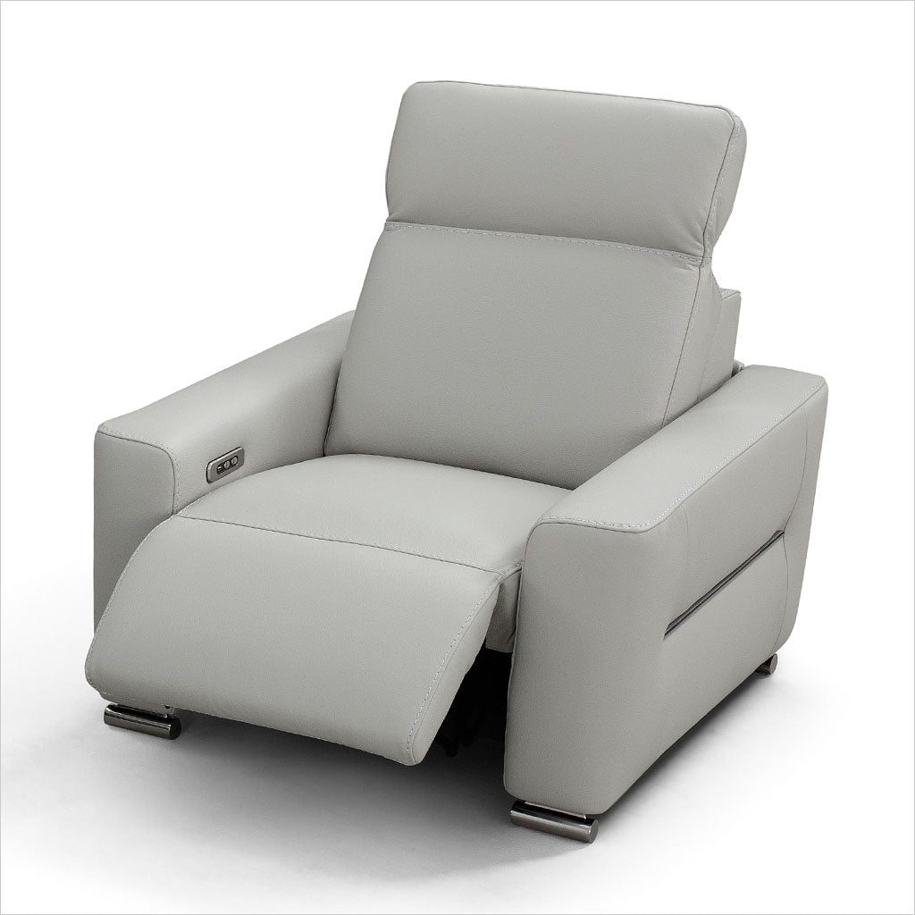 grey leather recliner chair