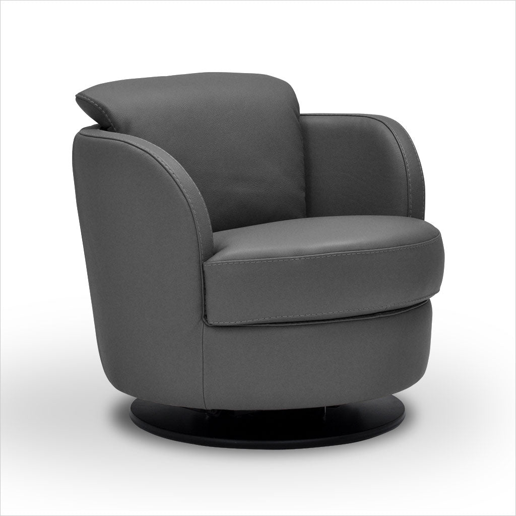 swivel armchair in leather