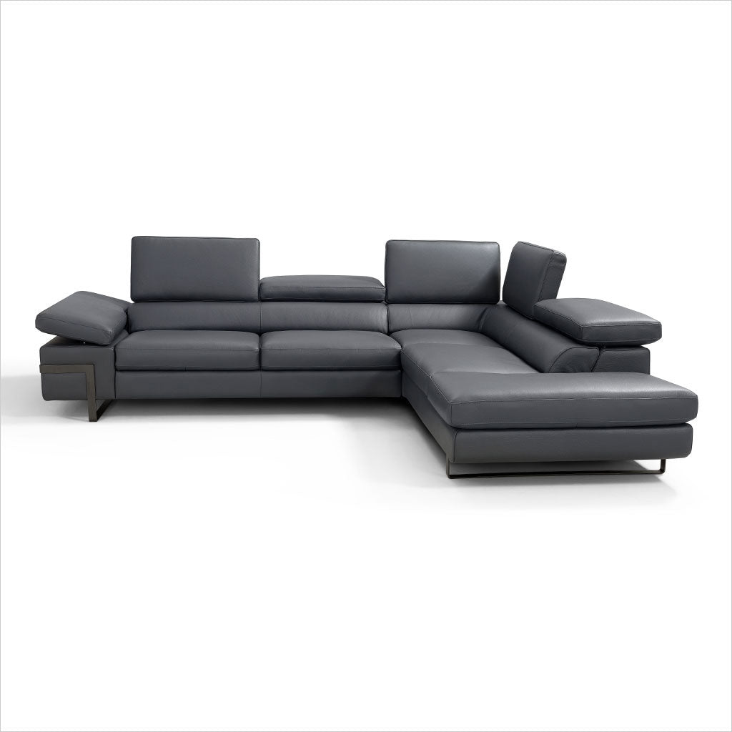 leather sectional with adjustable headrests and arm rest