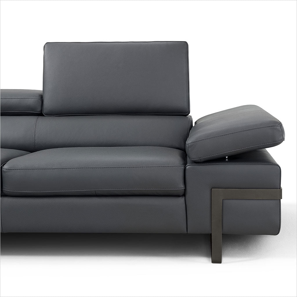 leather sectional with adjustable headrests and arm rest