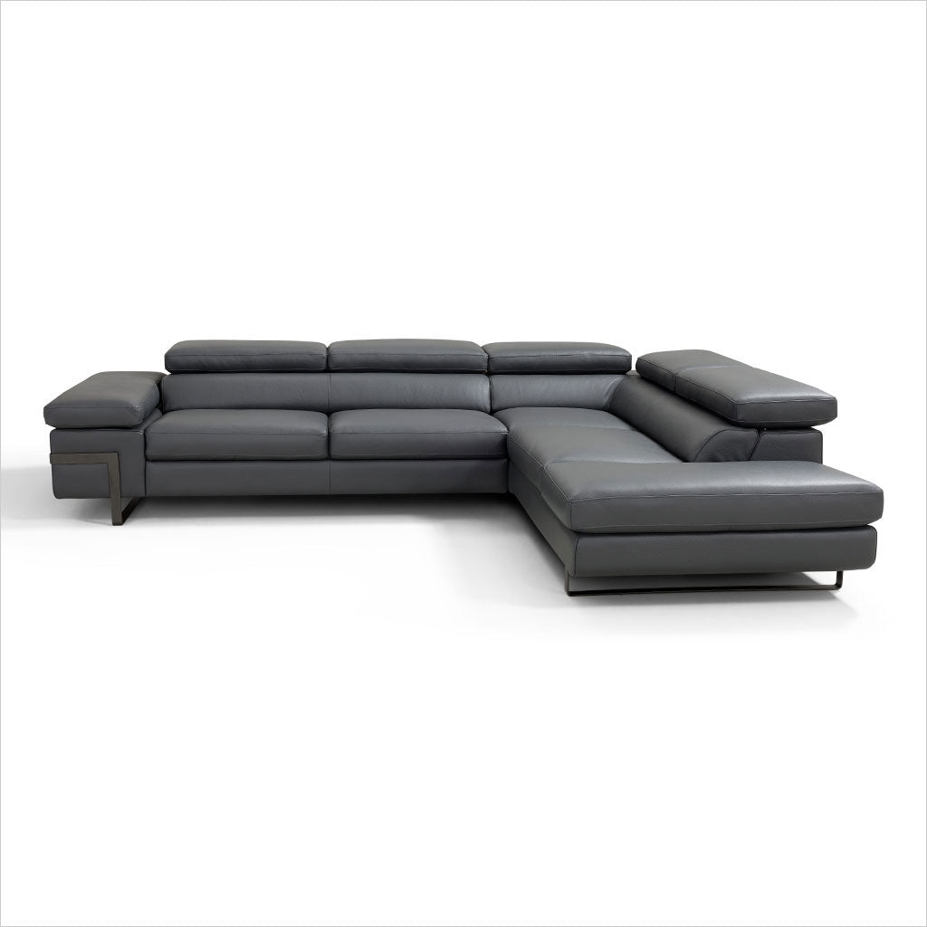 leather sectional with adjustable headrests and arm rest