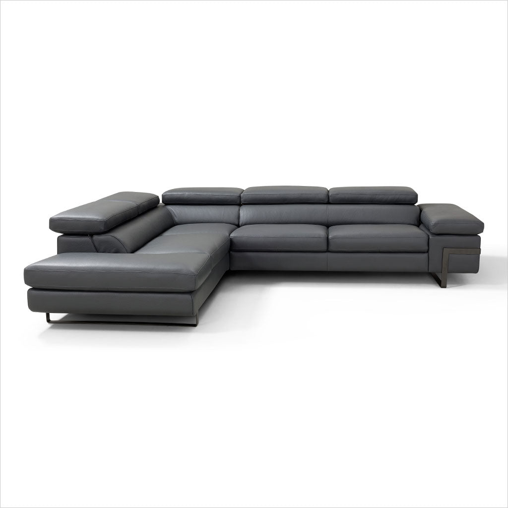 leather sectional with adjustable headrests and arm rest