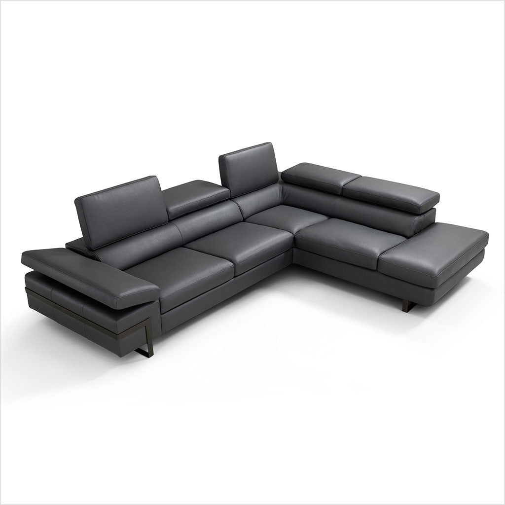 leather sectional with adjustable headrests and arm rest