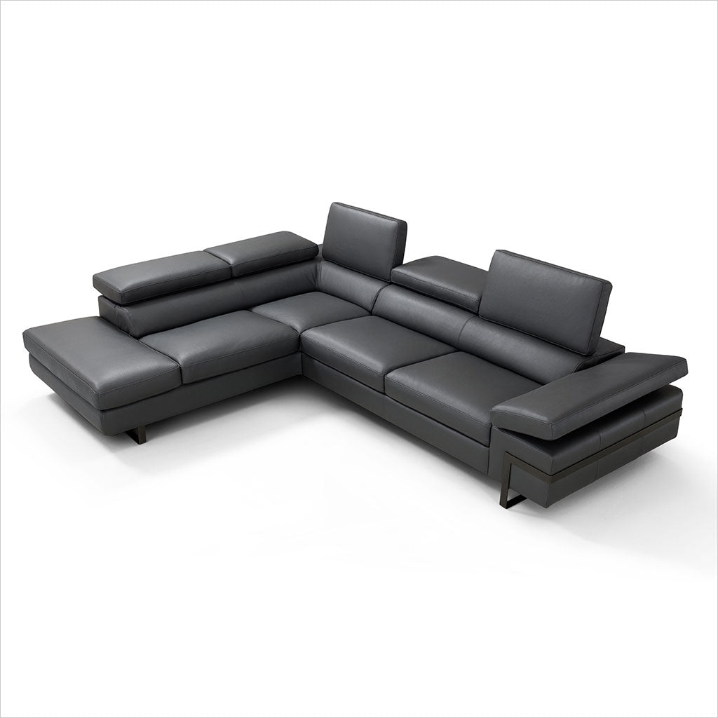 leather sectional with adjustable headrests and arm rest