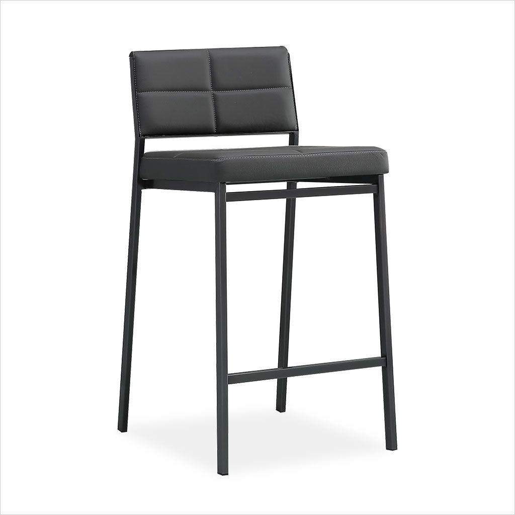 counter stool with leather seating and metal frame