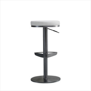 adjustable barstool with pedestal base and leather seating