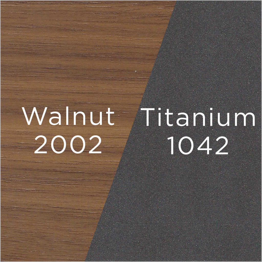 titanium finish and walnut wood swatch