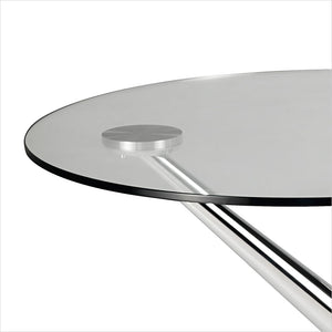 coffee table with 2 round, synchronized swivel glass tops