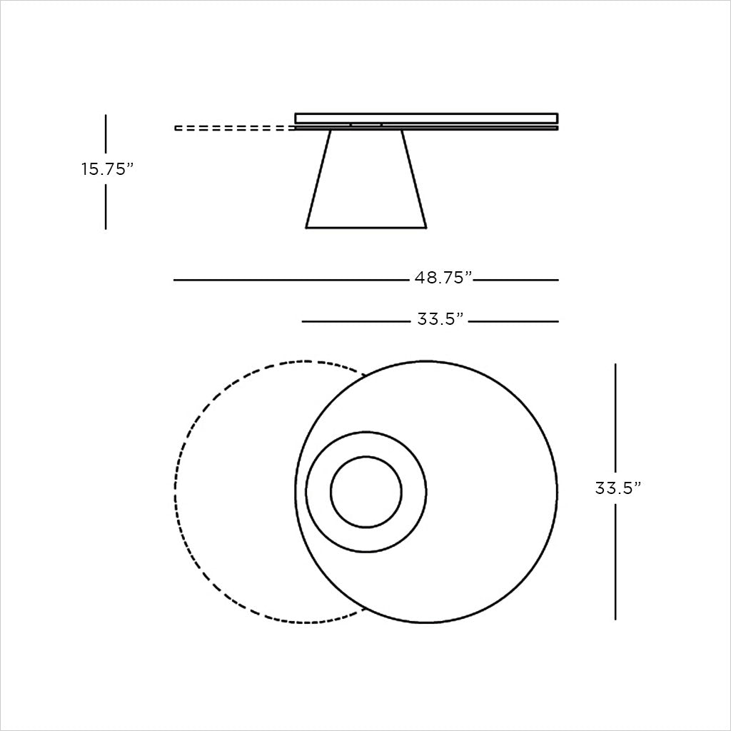 schematic of ceramic and glass coffee table