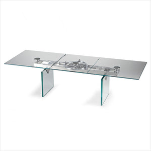 glass dining table with extension leaves