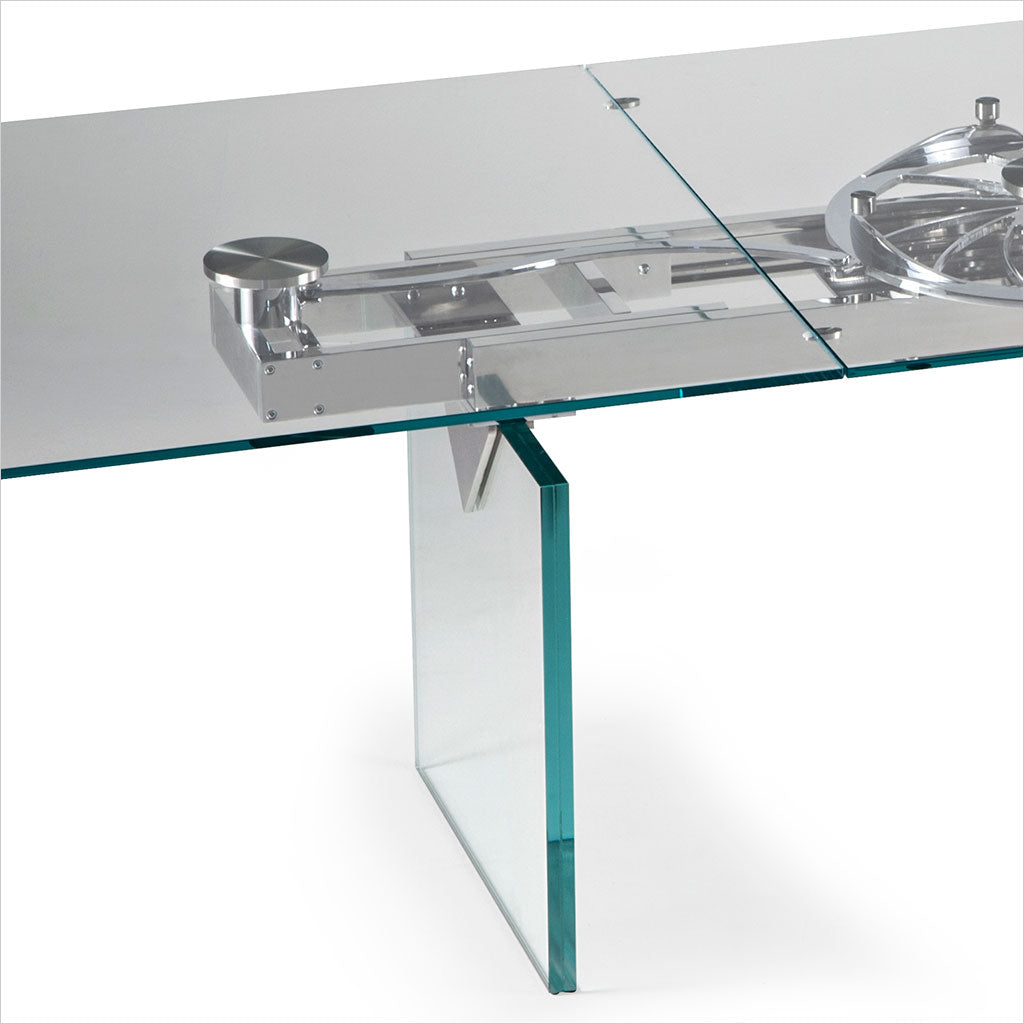 glass dining table with extension leaves
