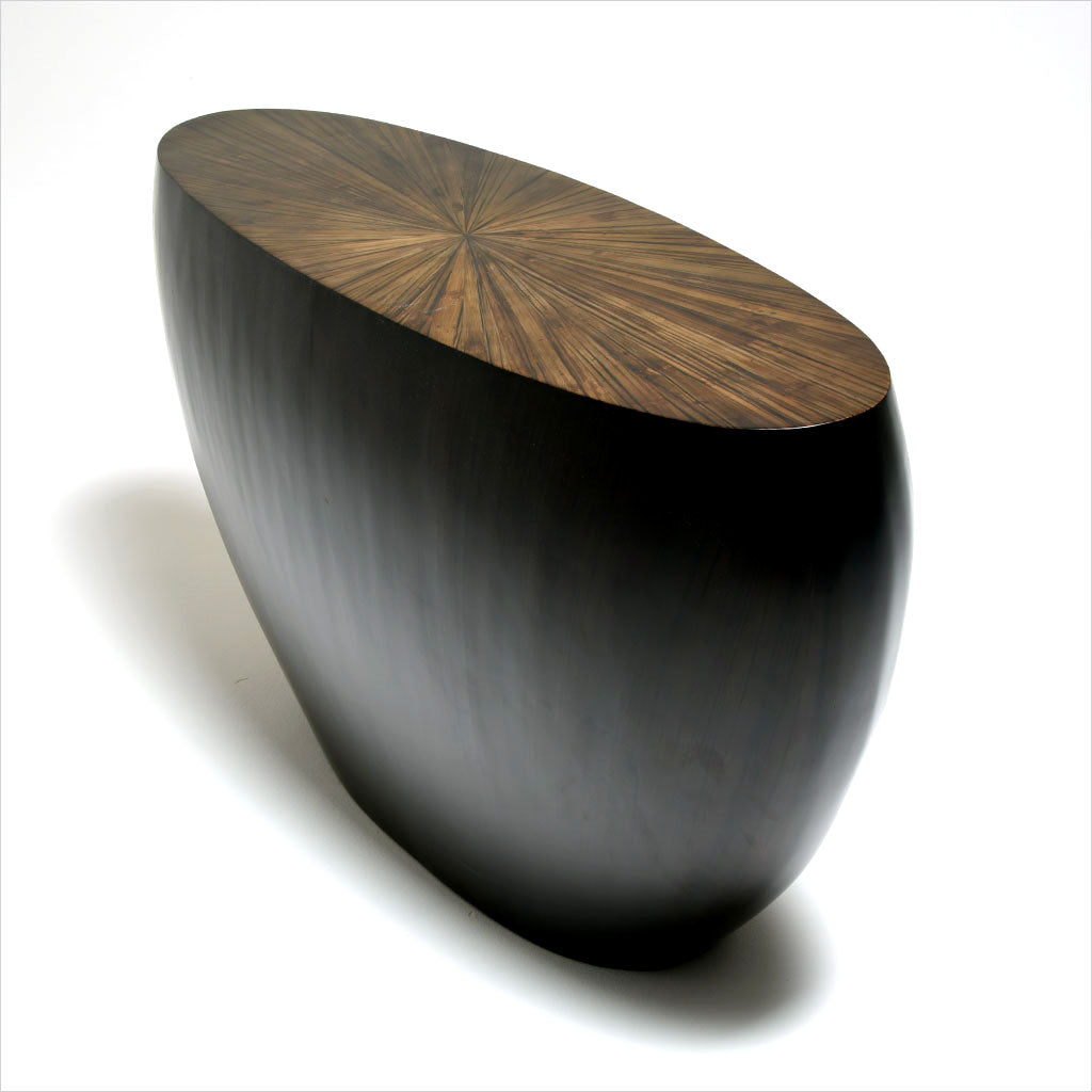 oval bamboo console table