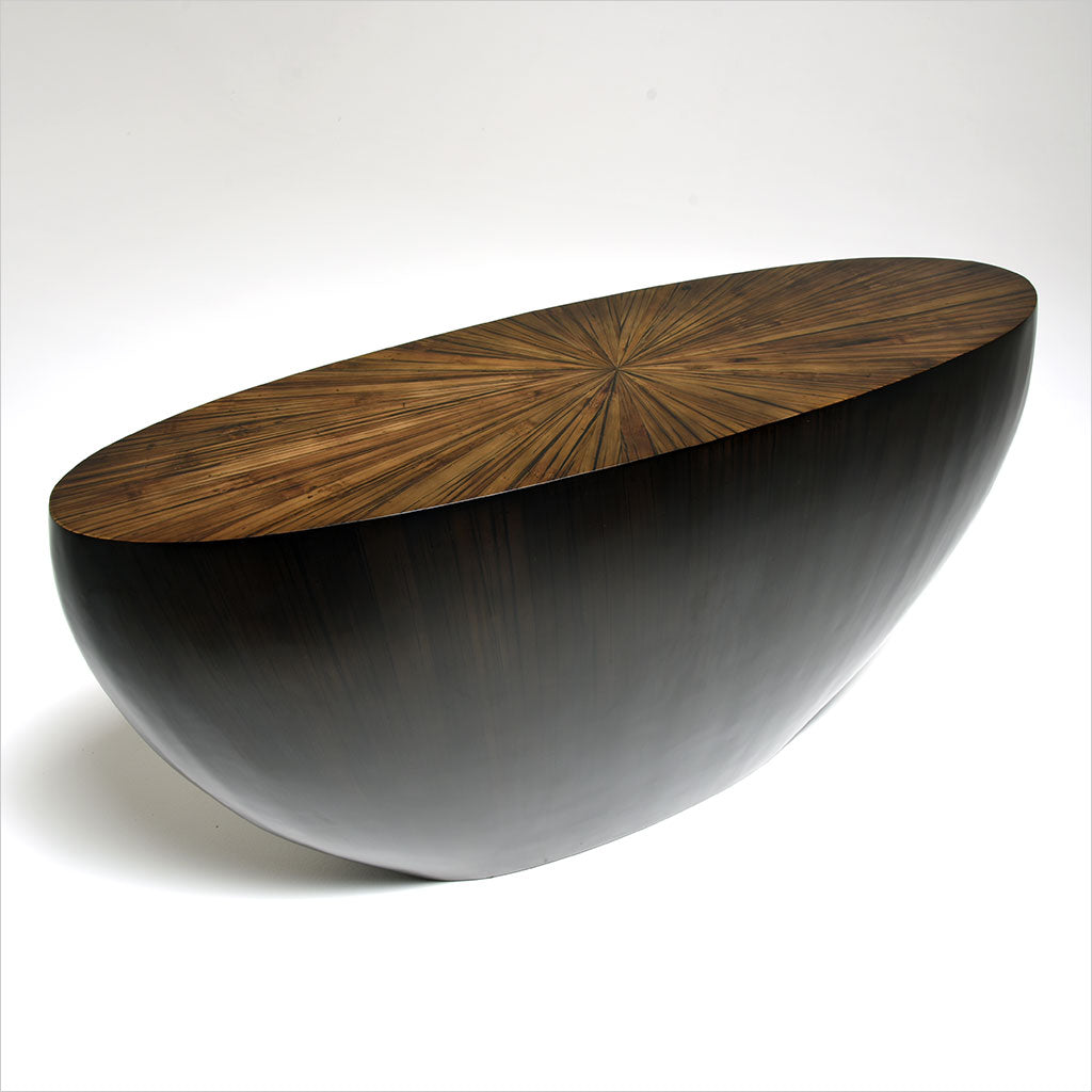 oval bamboo console table