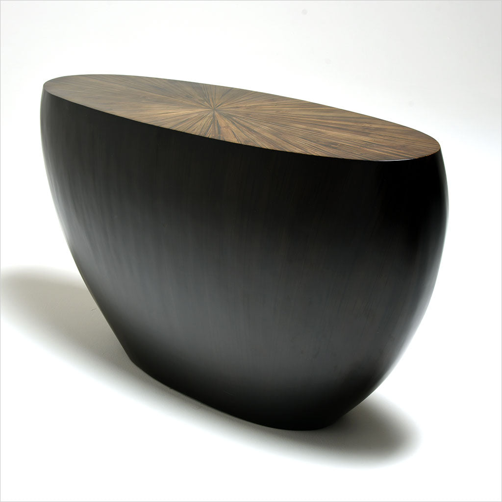 oval bamboo console table