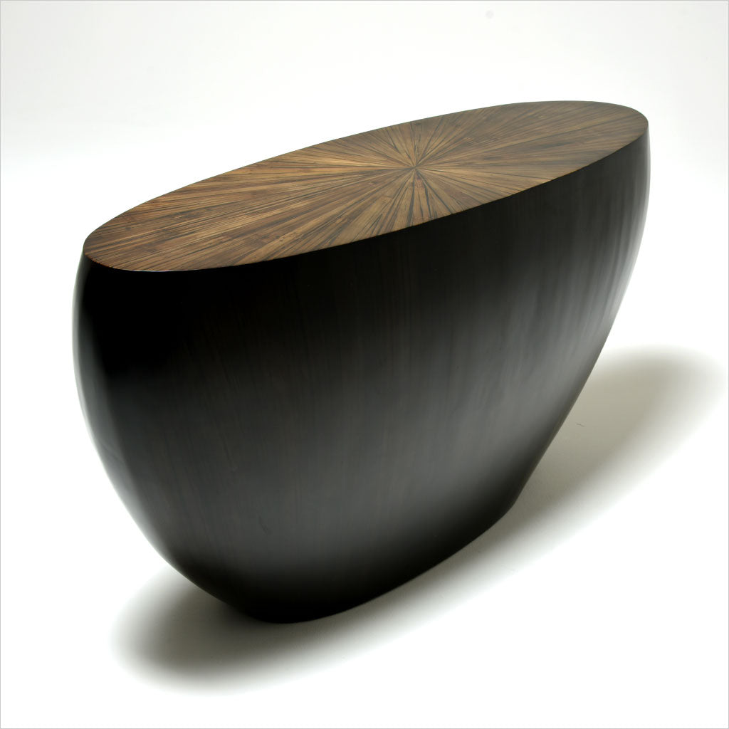 oval bamboo console table