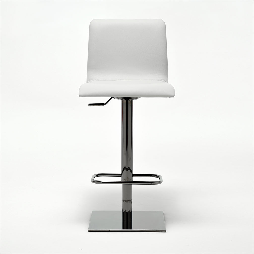 adjustable barstool with pedestal base and leather seating