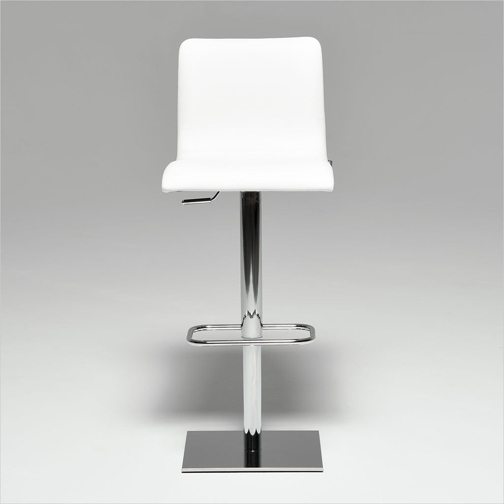 adjustable barstool with pedestal base and leather seating