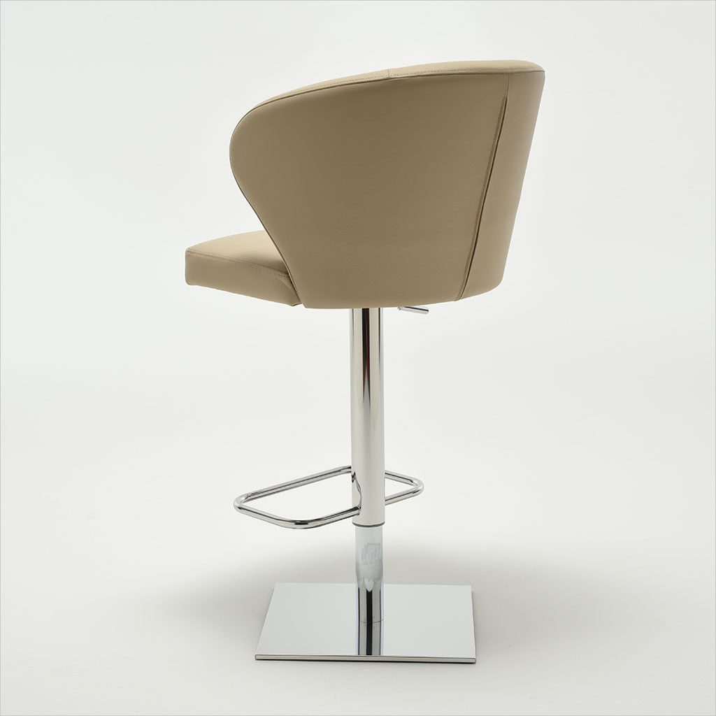 leather barstool with arms and metal pedestal base