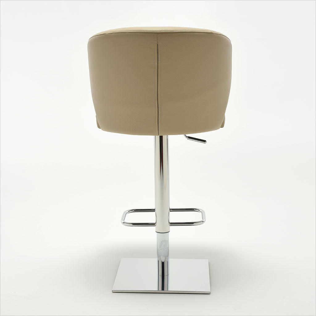 leather barstool with arms and metal pedestal base