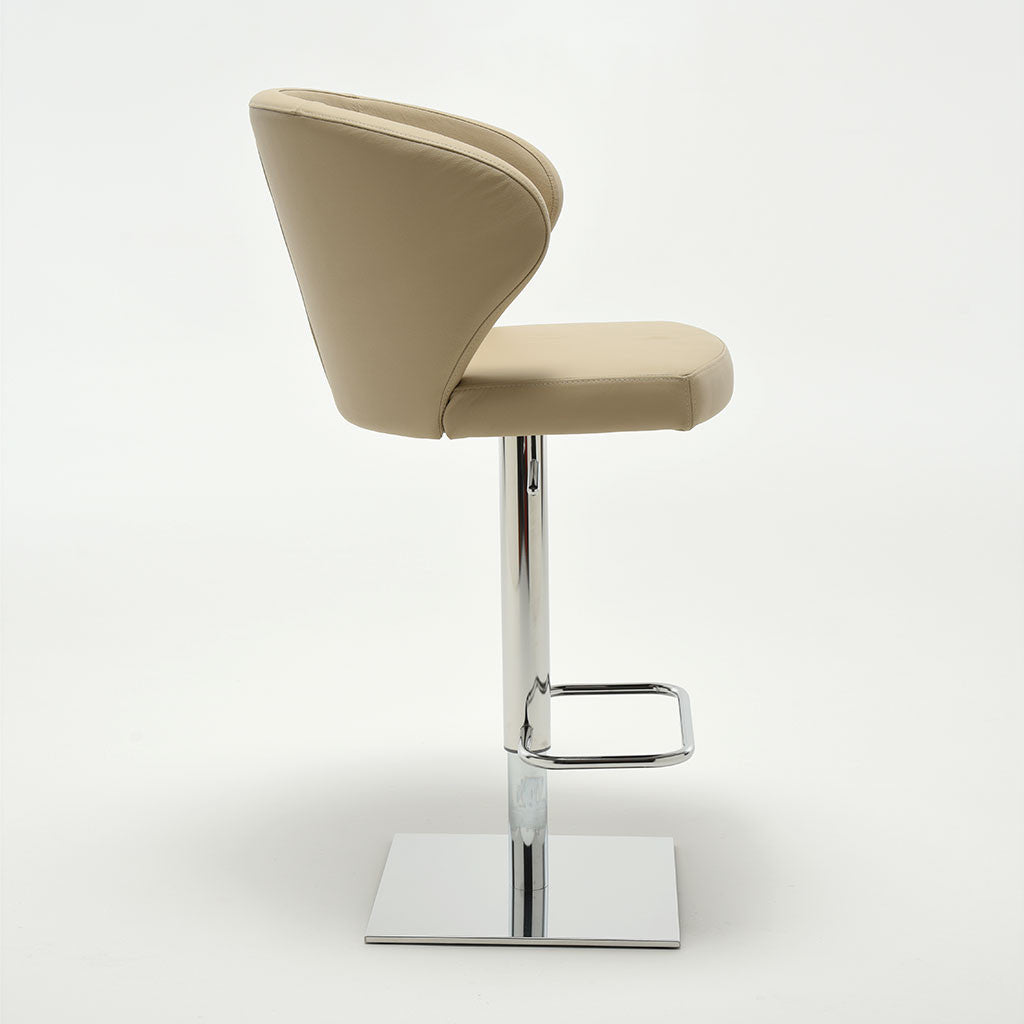 leather barstool with arms and metal pedestal base