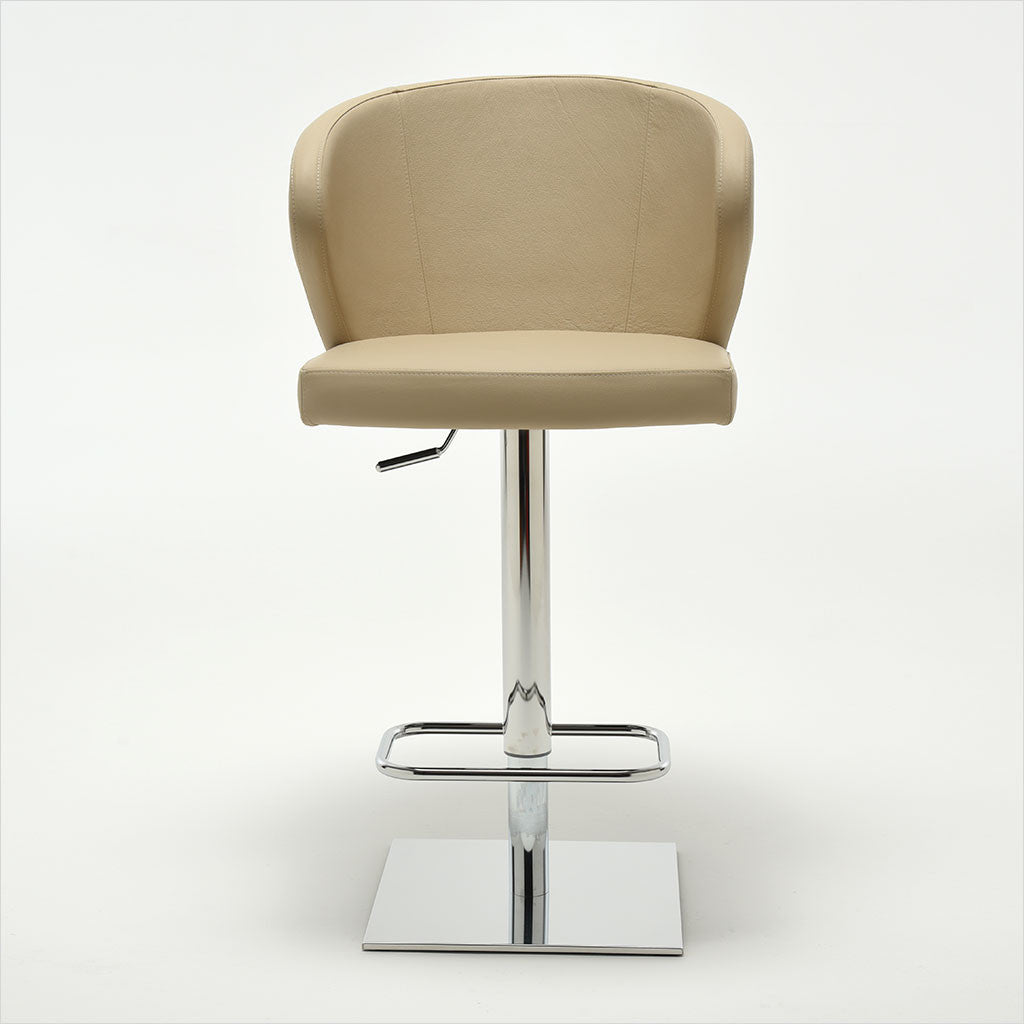 leather barstool with arms and metal pedestal base