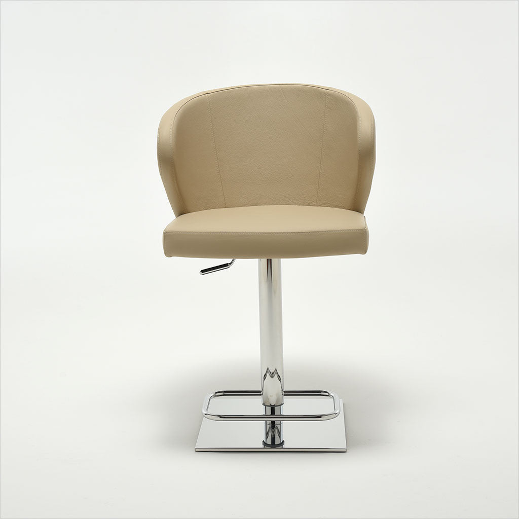 leather barstool with arms and metal pedestal base