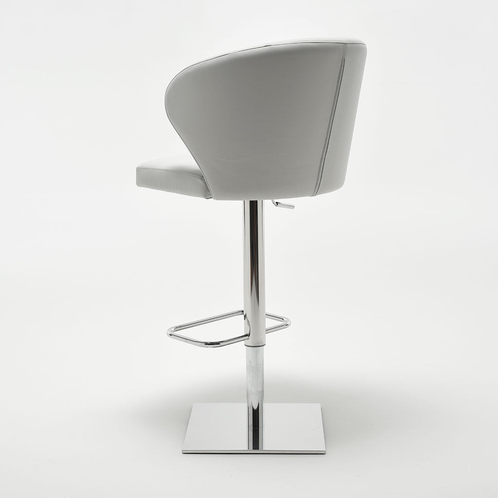 leather barstool with arms and metal pedestal base