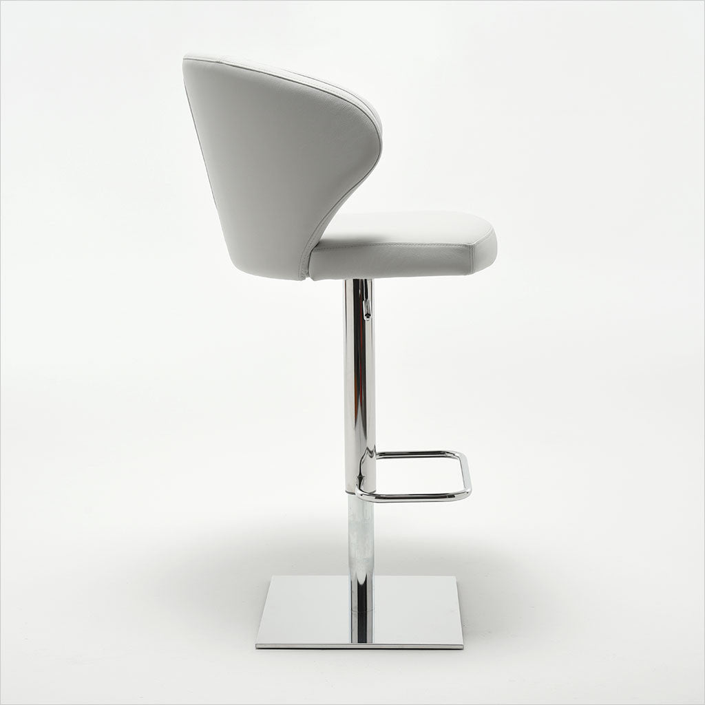 leather barstool with arms and metal pedestal base