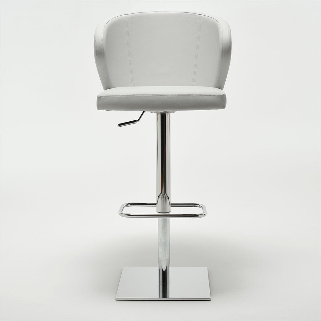 leather barstool with arms and metal pedestal base