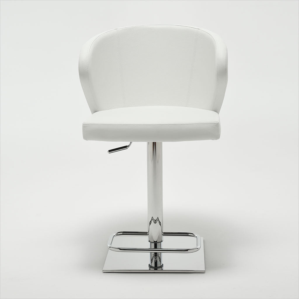 leather barstool with arms and metal pedestal base